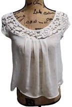 Abercrombie Girls Size L Blouse Lace Scoop Neck White - £6.20 GBP