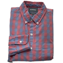 BONOBOS Shirt Mens Size M Button Down Long Sleeve Tailored Slim Fit Plaid Cotton - £15.57 GBP
