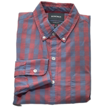 BONOBOS Shirt Mens Size M Button Down Long Sleeve Tailored Slim Fit Plaid Cotton - £14.87 GBP