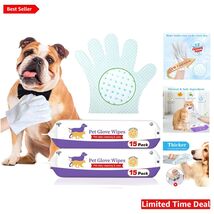 Gentle Pet Grooming Wipes - 30 Count Dog Cleaning Gloves with Light Lemo... - $46.48