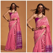 Light Pink Banarasi Silk Saree With Blouse Piece, Zari Weaving,  Free Shipping,  - £59.17 GBP