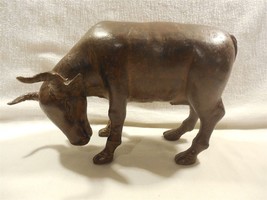Vintage Cast Metal Brown Texas Longhorn Steer Figurine 6 1/2&quot; - £18.81 GBP