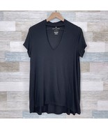 American Eagle Soft &amp; Sexy Cut Out High Collar V Neck Tee Black Womens M... - £14.05 GBP