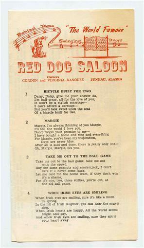 Primary image for The World Famous Red Dog Saloon Juneau Alaska Song Brochure 