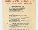 The World Famous Red Dog Saloon Juneau Alaska Song Brochure  - £9.34 GBP