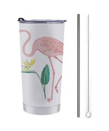 Mondxflaur Flamingos Steel Thermal Mug Thermos with Straw for Coffee - $28.78 CAD