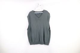 Vintage 90s Gap Mens Size XL Faded Blank Cotton Knit V-Neck Sweater Vest Green - £43.48 GBP
