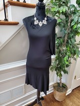 Guess Jeans Women&#39;s Solid Black Modal One Sleeve Off Knee Length Dress Size S - $28.00