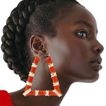 Orange Trapozoid Bamboo Hoops - $39.49