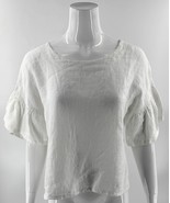 Viola Borghi White Linen Womens Top Sz Small White Ruffle Bell Sleeve Lo... - $827.93 MXN