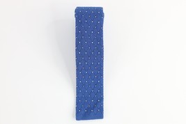 Vintage 60s 70s Rockabilly Pastel Polka Dot Knit Square Neck Tie Wedding Blue - £35.56 GBP