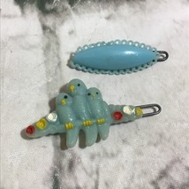 Vintage 1950’s Blue Birds + One Plastic and Metal Child&#39;s Hair Clips Bar... - £11.84 GBP