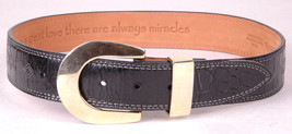 ARIAT-Full Grain Leather Belt-Size 28-Black-Western Stitch-Metal Buckle - €19,20 EUR