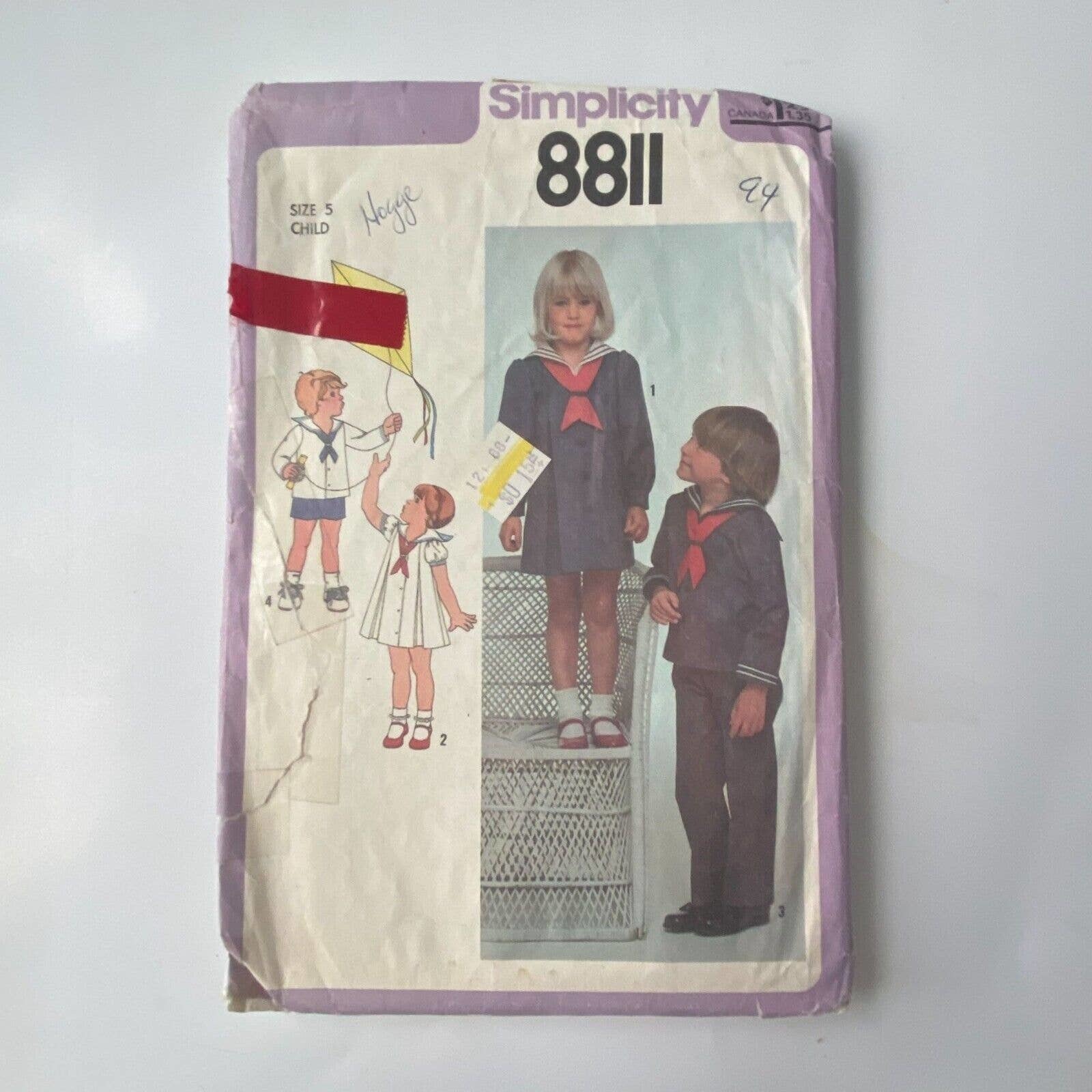 Primary image for Simplicity 8811 Sewing Pattern 1978 Size 5 Bust 24 Vintage Child Sailor Suit