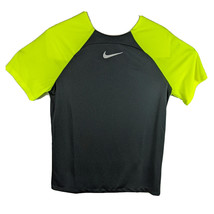 Mens Fitted Soccer Shirt Yellow and Black Large Nike Running Top ( TIGHT FIT ) - £17.59 GBP