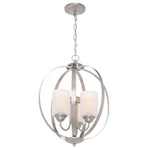 Hampton Bay Findlay 3-Light in Brushed Nickel Chandelier w/ Etched White... - £60.27 GBP