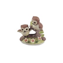 Vintage George Good Owl Pair On Branch With Flowers Figurine Miniature - £16.21 GBP