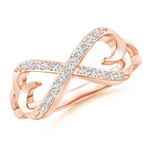 ANGARA Lab-Grown Ct 0.17 Split-Shank Diamond Infinity Heart Ring in 14K Gold - £487.96 GBP