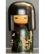 Vintage Japanese Carved Wooden Traditional Girl Kokeshi Doll Black Hair ... - $21.04