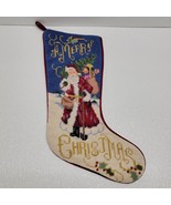 Vintage Win-Tex Wool Needlepoint Merry Christmas Stocking Santa - $19.70