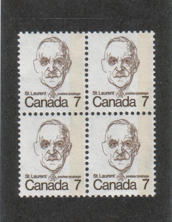 Primary image for Canada  -  SC#592 1 BAR TAG  Error Block/4 Mint NH  - 7 cent  Louis St. Laurent 