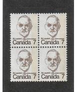 Canada  -  SC#592 1 BAR TAG  Error Block/4 Mint NH  - 7 cent  Louis St. ... - £19.91 GBP