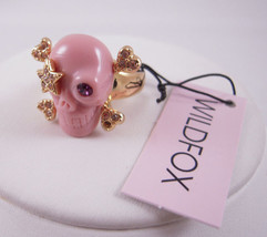 NEW Wildfox Couture 10k Gold Plated Pink Star Patch Skull w/ Crystal Size 7 - £27.45 GBP