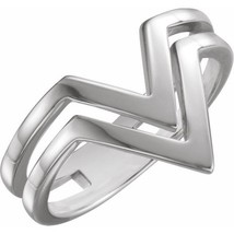 Sterling Silver Double V Chevron Ring - £143.52 GBP+
