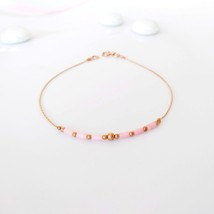 Rose gold pink coral thin stack bracelet,delicate gold bracelet,minimal layered  - £26.33 GBP