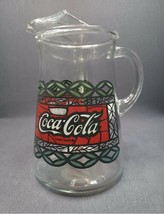 Vintage 1970&#39;s Coca-Cola Glass Pitcher, Enjoy Coke, Red, Clear, Stained Glass - £11.57 GBP