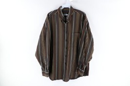 Vintage 90s Streetwear Mens Size XL Rainbow Striped Collared Button Shirt Cotton - £34.34 GBP