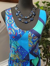 Daisey Fuentes Women&#39;s Blue Rayon Scoop Neck Sleeveless Long Maxi Dress Size M - £22.02 GBP