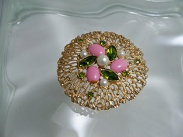 Vintage Sarah Coventry Mid 20th Century Large brooch w/ cabochons &amp; faux... - $40.00