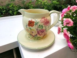 Antique Royal Winton Grimwades England Floral Chintz Painted Creamer Saucer Dish - £41.00 GBP
