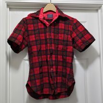 Vintage Pendleton Men&#39;s Wool Red Multi Color Short Sleeve Plaid Shirt Si... - $55.55