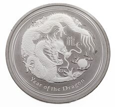 2012 Australia 1 Dollar Lunar Year of the Dragon 1 oz Silver BU Coin - $94.44
