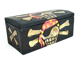 WorldBazzar Hand Carved Beautifully Detailed Treasure Box Chest Pirate with Band - $11.88