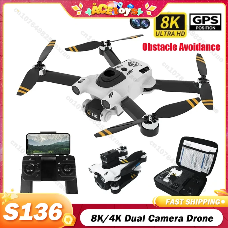 S136 PRO Ultra RC Dron 8K Camera Drone GPS Obstacle Avoidance Drones Quadcopter - £87.91 GBP+