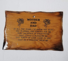Mother and Dad Plaque Vintage Wood Love Gift Poem for Mom and Father - £5.59 GBP