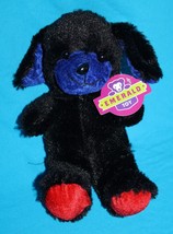 Emerald Toy Dog 8&quot; Black Red Feet Blue Ears Plush Stuffed Soft Toy New Tag 2015 - £8.54 GBP