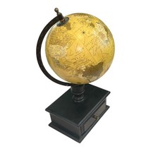 Vintage Style World Globe on Wood Base w/ Drawer 16" Tall Desk Decor India image 3