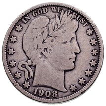 1908-O Barber 50C Demi Dollar En Fin État , Léger Gris Couleur - $60.57