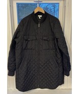 Zella Black Long Jacke black quilted bomber jacket size xl X-Large - $45.00