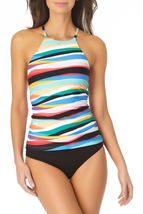 Anne Cole Womens Striped Removable Cups Halter Tankini Top, Choose Sz - £17.26 GBP