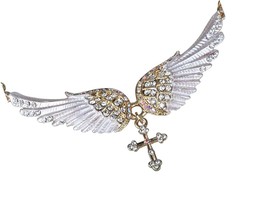 Jewelry Women&#39;s Crystal Guardian Angel Wings Cross - £49.12 GBP