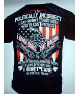 Politically Incorrect 2nd Amendment T-Shirt Black Bacon God Guns Flag  - $22.97 CAD