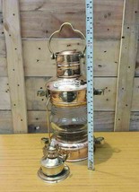 Antique Brass &amp; Copper Ship Oil Lantern Lamp Home Décor Collectible Gift - £66.75 GBP