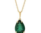 Lab Grown Emerald Pear Shape Pendant Necklace, 9K Solid Gold, 3 Carat, 1... - $740.13 CAD+