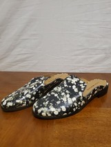 Lucky Brand Christley Black Floral Print Leather Flats Mules Shoes Size 9 W - $19.95