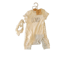 RAE DUNN Baby Bodysuit Set | Loved | 3 pc | 0-3M | NWT - £15.14 GBP